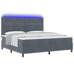 Lit coffre vidaXL avec matelas et LED gris foncé 200x200 cm en velours