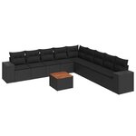vidaXL Salon de jardin 10 Pièces avec coussins noir résine tressée