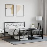 vidaXL Cadre de lit métal sans matelas avec pied de lit noir 135x190cm
