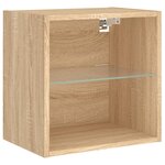 vidaXL Tables de chevet murales avec lumières LED 2 Pièces chêne sonoma