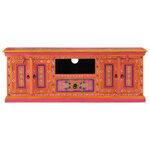 vidaXL Meuble TV rose 110x30x40 cm bois massif de manguier