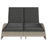 vidaXL Chaise longue avec coussins gris clair 114x205x73 cm poly rotin