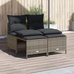 vidaXL Salon de jardin 4 Pièces avec coussins gris résine tressée