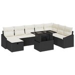 vidaXL Ensemble de Canapé de Jardin de 9 Pièces avec Coussins Noirs en Rattan Poly