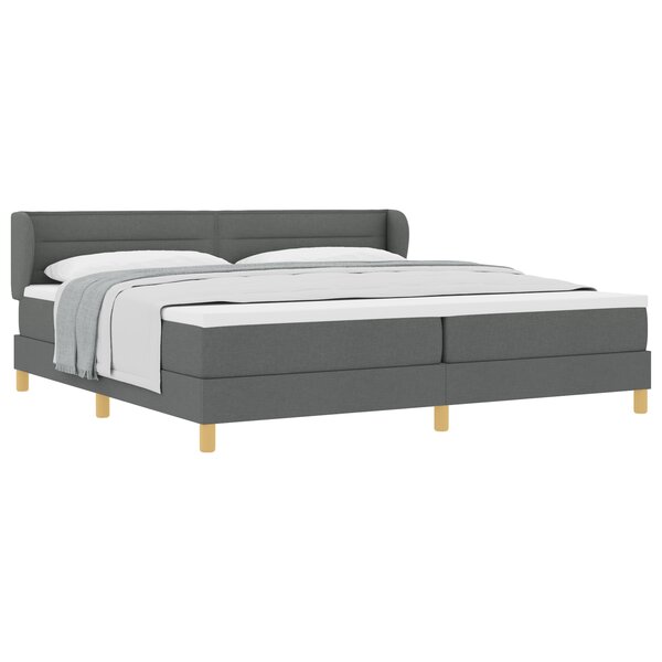 vidaXL Lit Box Spring avec Matelas Gris Foncé 200x200 cm Tissu