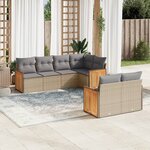 vidaXL Salon de jardin avec coussins 7 Pièces beige résine tressée
