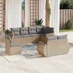 vidaXL Salon de jardin avec coussins 8 Pièces beige résine tressée