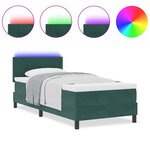 Lit Box Spring vidaXL avec Matelas et LED Vert Foncé 90x200 cm Velours