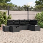 vidaXL Ensemble de canapé de jardin 6 pièces avec coussins noir en poly rattan