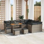 Ensemble de canapé jardin 13 pièces avec coussins gris  Rotin