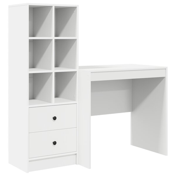 Bureau vidaXL blanc avec rangement en bois d'ingénierie