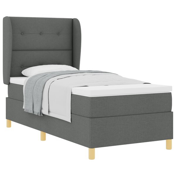 vidaXL Lit à ressorts avec matelas gris foncé 100x200 cm Tissu