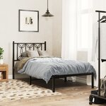 vidaXL Cadre de lit métal avec tête de lit noir 80x200 cm