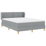 Lit à ressorts vidaXL avec matelas - Gris clair  140x190 cm  Tissu