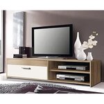 PILVI Meuble TV - Chene et blanc - L 120 cm