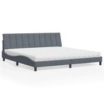 vidaXL Lit avec matelas gris foncé 200x200 cm velours