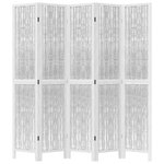 vidaXL Cloison de séparation 5 panneaux blanc bois de paulownia massif