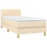 vidaXL Sommier à lattes de lit avec matelas LED Crème 90x190 cm Tissu