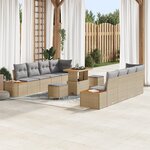 vidaXL Ensemble de Canapé de Jardin de 11 Pièces avec Coussins Beige en Rotin Synthétique Acacia