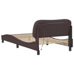 vidaXL Cadre de lit avec lumières LED marron foncé 100x200 cm tissu