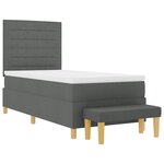 vidaXL Lit à ressorts avec matelas et banc gris foncé 100x200 cm en tissu