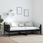 vidaXL Lit de jour Noir Bois de pin massif 90x190 cm