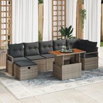 Ensemble de canapé d'angle 8 pièces en gris avec coussins en poly rotin
