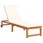 vidaXL Chaise longue avec coussins crème en bois massif d'acacia