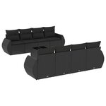 vidaXL Salon de jardin 9 Pièces avec coussins noir résine tressée