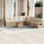 vidaXL Salon de jardin avec coussins 10 Pièces beige résine tressée