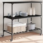vidaXL Chariot de cuisine noir 100x50x95 cm bois d'ingénierie