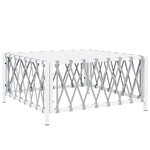 Salon de jardin meuble d'extérieur ensemble de mobilier avec coussins 5 pièces blanc acier 02_0018304