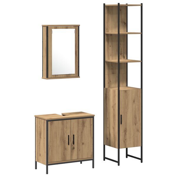 vidaXL Ensemble de meubles de salle de bain 3 pièces en chêne artisan  en bois d'ingénierie