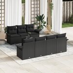 vidaXL Ensemble de canapé de jardin 8 pièces avec coussins noirs en rotin polyéthylène