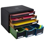 Module De Classement Storebox 6 Tiroirs Black Office - Noir/arlequin - Exacompta