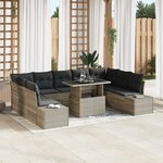 vidaXL Ensemble de canapé de jardin de 10 pièces avec coussins en poly rattan gris clair