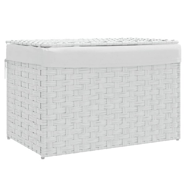 vidaXL Panier à linge avec couvercle blanc 55 5x35x34cm résine tressée