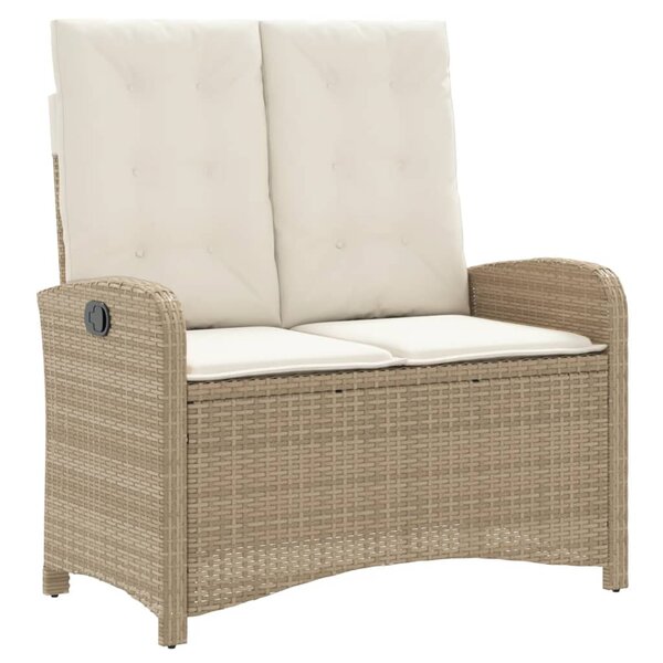 vidaXL Banc inclinable de jardin avec coussins beige résine tressée