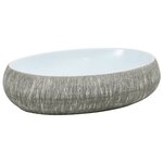 vidaXL Vasque à poser gris et bleu ovale 59x40x15 cm céramique