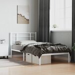 vidaXL Cadre de lit métal sans matelas et tête de lit blanc 107x203 cm