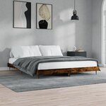 vidaXL Cadre de lit chêne fumé 200x200 cm bois d'ingénierie