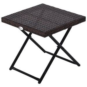 Table basse pliable de jardin style cosy chic dim. 40l x 40l x 40h cm métal époxy résine tressée imitation rotin marron