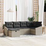 vidaXL Ensemble de canapés 6 pièces avec coussins Gris Clair en Rattan Poly
