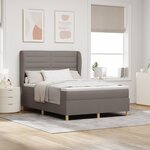 Lit à ressort vidaXL avec matelas en taupe  160x200 cm  tissu