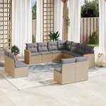 vidaXL Salon de jardin 11 Pièces avec coussins beige résine tressée