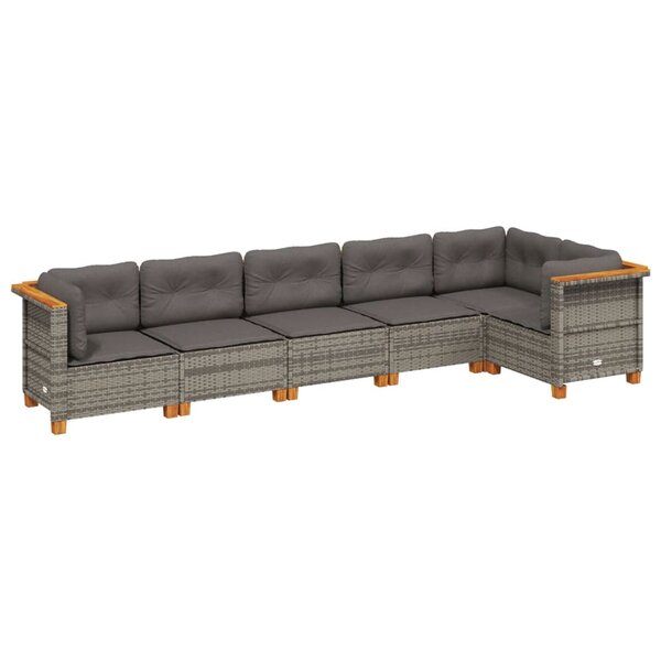 vidaXL Salon de jardin 6 Pièces avec coussins gris résine tressée