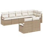 Ensemble de Canapé de Jardin 8 Pièces avec Coussins Beige Rotin Synthétique