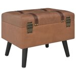 vidaXL Tabouret de rangement 40 cm Marron Similicuir
