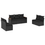 vidaXL Salon de jardin 7 Pièces avec coussins noir résine tressée