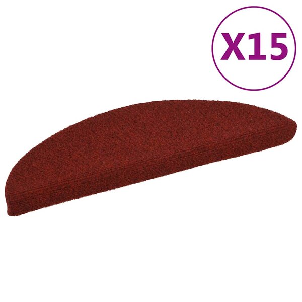 vidaXL Tapis d'escalier auto-adhésif Poinçon aiguilleté 15 Pièces Rouge
